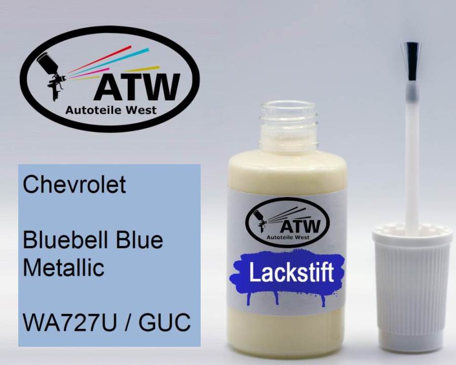 Chevrolet, Bluebell Blue Metallic, WA727U / GUC: 20ml Lackstift, von ATW Autoteile West.